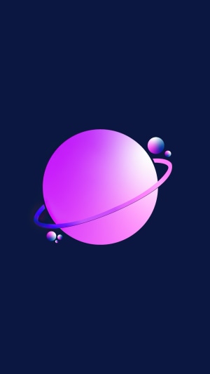 Digital art planet with rings and moons
