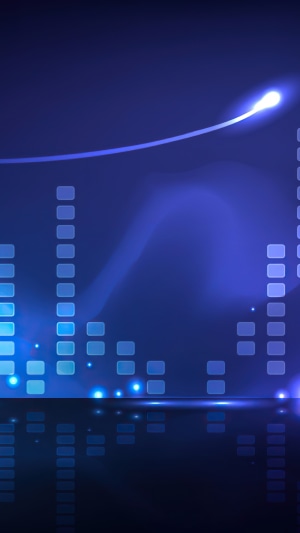 Abstract blue digital art with equalizer bars