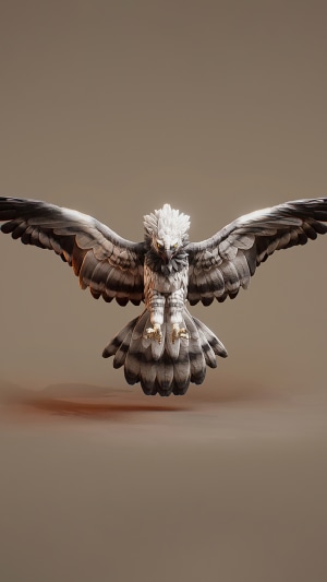 3D artwork of a majestic eagle in flight