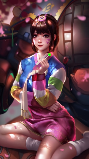 D.Va from Overwatch in traditional Korean attire