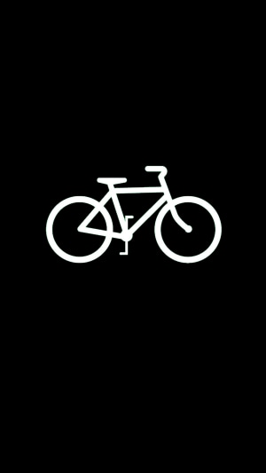 Minimalist white bicycle on black background 4K