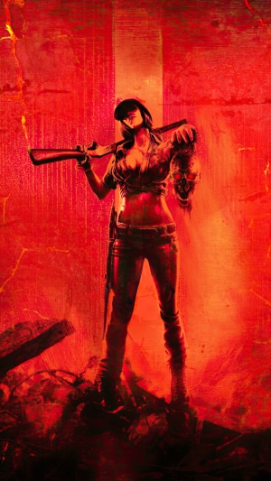 Woman with rifle and skull from Call of Duty Black Ops 4K