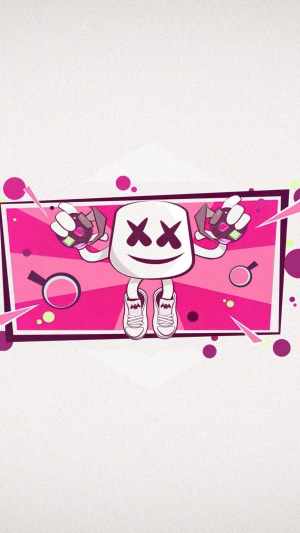 Marshmello artwork with pink geometric shapes