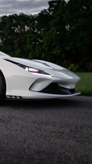White Ferrari F8 Tributo front view