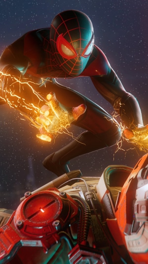 Spider-Man Miles Morales using Venom Blast in a game