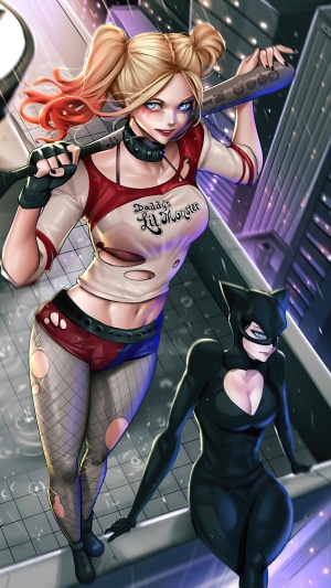 Harley Quinn and Catwoman Artwork in