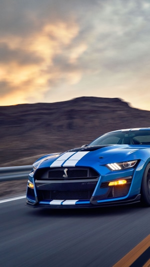 Blue Ford Mustang Shelby GT500 4K