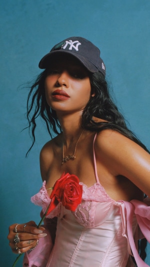Diana Gordon wearing a New York Yankees cap