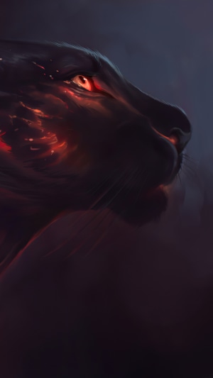 Black panther with glowing eyes