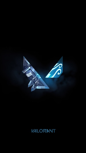 Valorant logo with blue accents