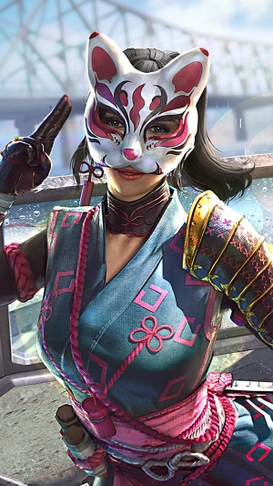 Woman in Kitsune mask from PUBG