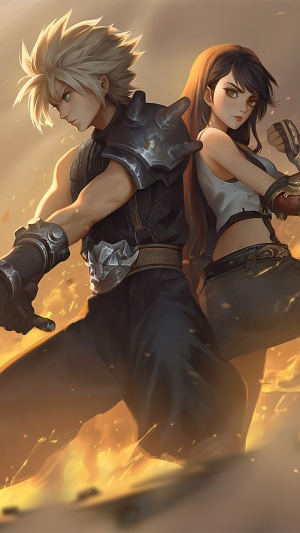 Cloud and Tifa from Final Fantasy 4K