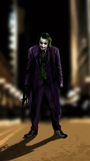 Joker from DC Comics holding a gun