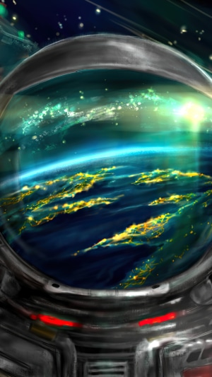 Astronaut helmet view of Earth from space 4K