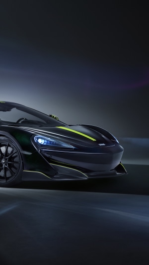 McLaren 600LT sports car with lime green accents