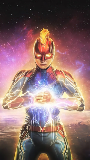 Captain Marvel in Space with Cosmic Energy
