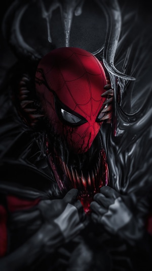 Spiderman merging with Venom artwork 4K