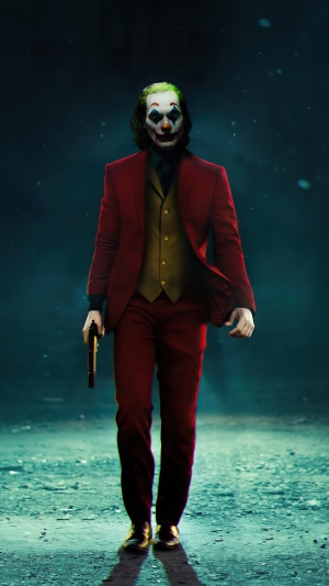 Joker with a gun, digital art
