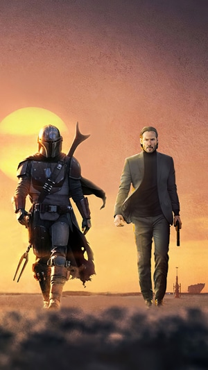 The Mandalorian and John Wick walking
