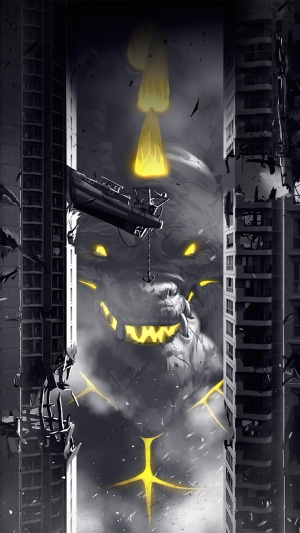 Monster attacking city with ship