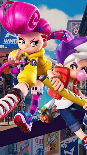 Two Ninjala characters in a city setting