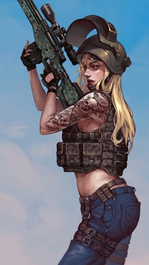 Woman with sniper rifle from PUBG