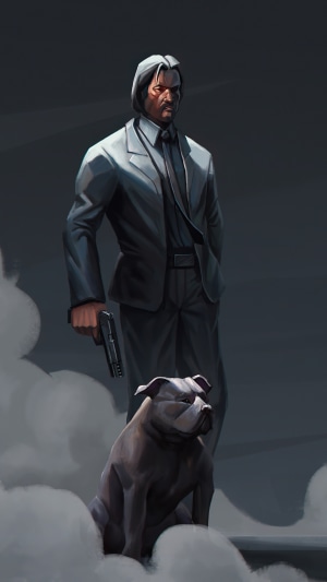 John Wick with dog artwork
