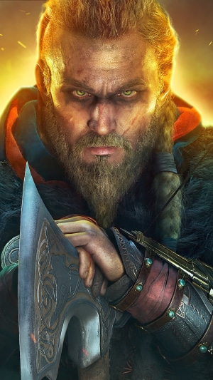 Eivor from Assassin's Creed Valhalla with an axe
