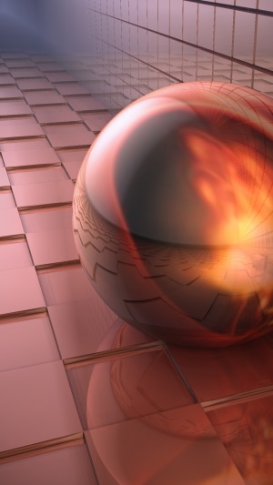 Abstract 3D sphere on tiled surface 4K