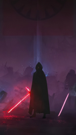 Kylo Ren from Star Wars with red lightsaber