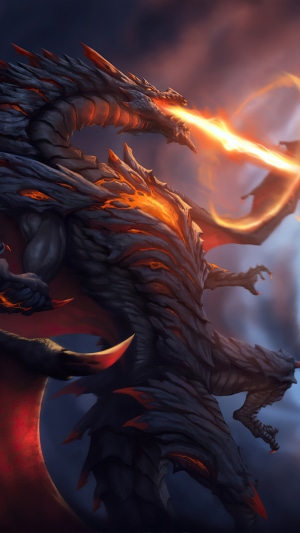 Dragon breathing fire, digital art