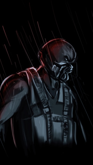 Bane from DC Comics in the rain