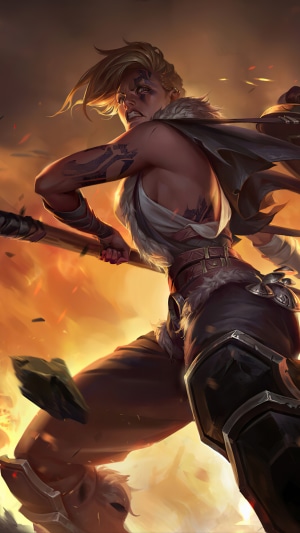 Artwork of a warrior woman with a spear