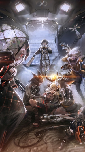 Arknights characters in a futuristic setting