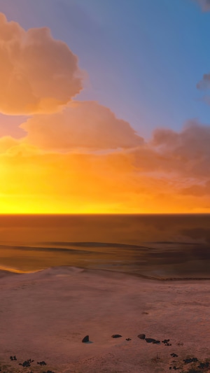 Sunset over the ocean with clouds