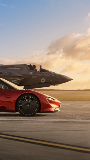 McLaren Speedtail and F-35 Jet on Tarmac