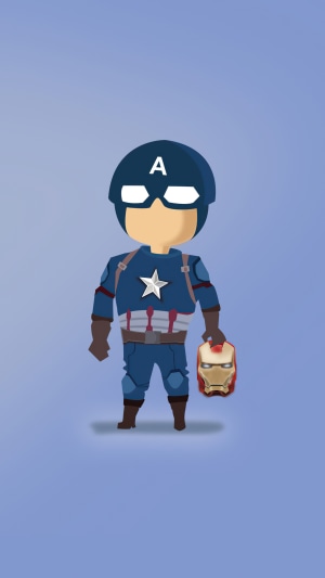 Captain America holding Iron Man's helmet