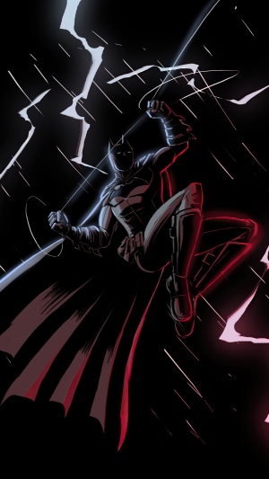 Batman in a stormy night with lightning