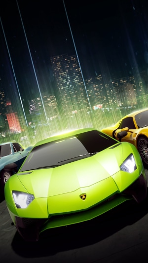 Forza Street cars in a city at night
