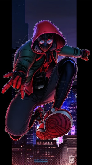 Miles Morales Spider-Man in a City at Night