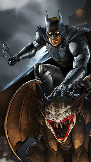 Batman from DC Comics on a Gargoyle
