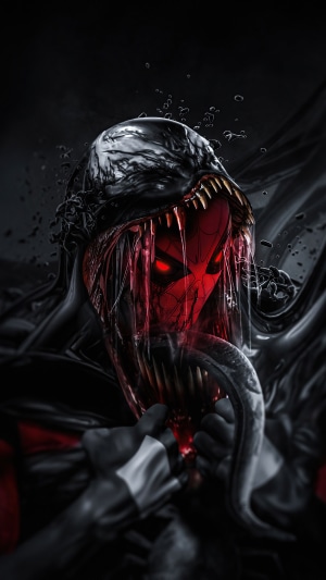 Venom consuming Spiderman artwork 4K