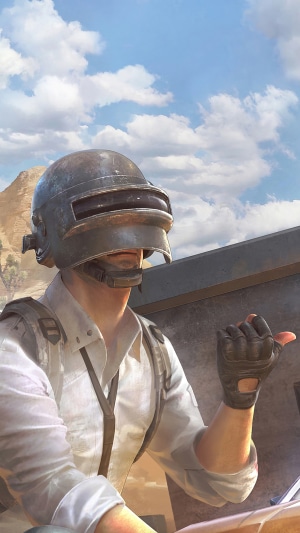 Player from PUBG wearing a helmet