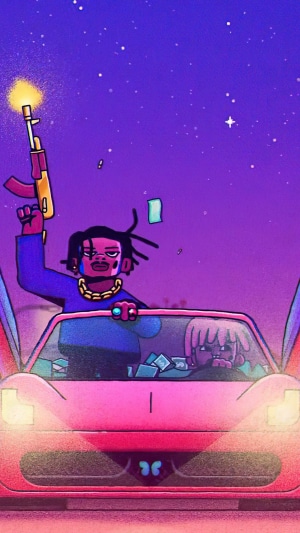 Two people in a car with a gun and money