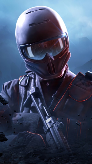 Soldier with helmet and rifle 4K