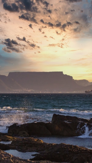Table Mountain at Sunset Over the Ocean