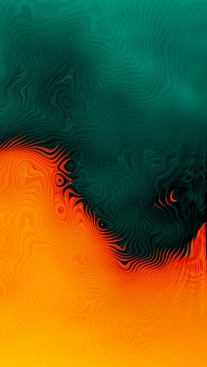 Abstract digital art with orange and teal waves