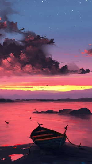 Boat on the water at sunset
