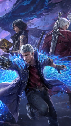 Nero, Dante, and V from Devil May Cry 5