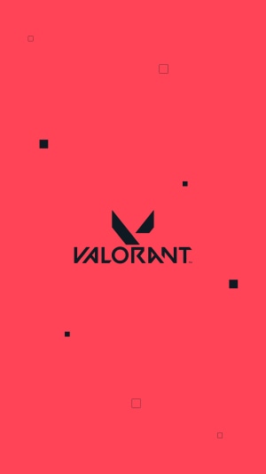 Valorant logo on a red background with squares